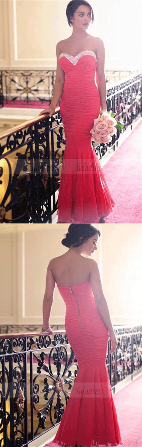 Sweetheart Evening Dresses,Long Chiffon Formal Gowns,Charming Prom Dress