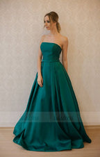 Long A-line Evening Dresses Strapless Formal Party Gowns