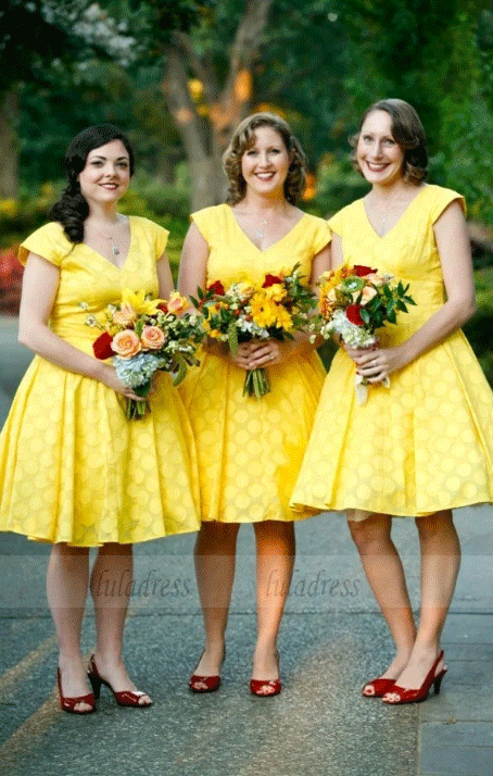 Short Bridesmaid Dress,V Neck Bridesmaid Dress