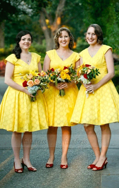 Short Bridesmaid Dress,V Neck Bridesmaid Dress,BW97353