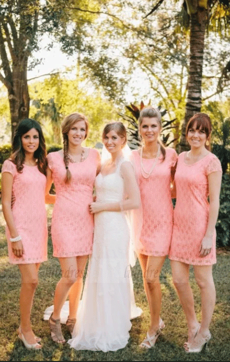 Short Bridesmaid Dress,Lace Bridesmaid Dress