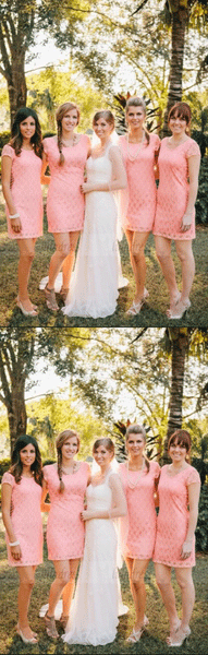 Short Bridesmaid Dress,Lace Bridesmaid Dress,BW97352