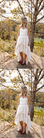 High low Wedding Dress,Strapless Wedding Dress