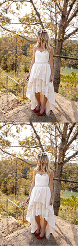 High low Wedding Dress,Strapless Wedding Dress