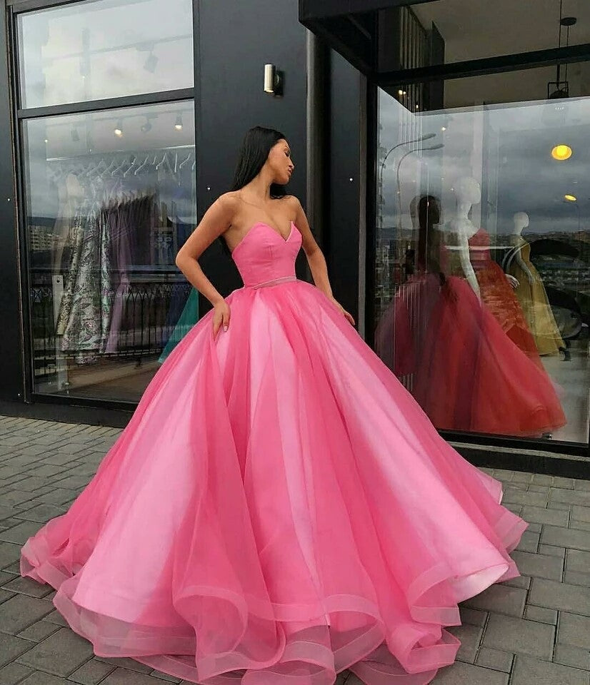 Yellow Gold Organza Ball Gowns Prom Dresses V-neck Corset Quinceanera Dresses