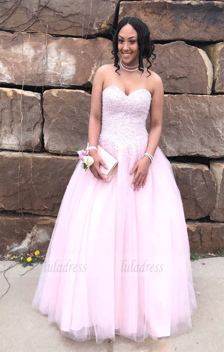 Strapless Long Pink Prom Dress,BW97124