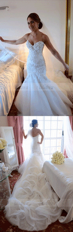 Sweetheart Neck Ruffles Mermaid Wedding Dresses