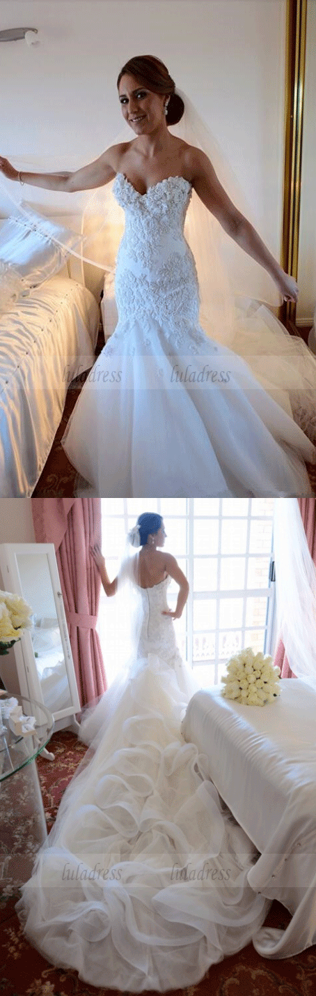 Sweetheart Neck Ruffles Mermaid Wedding Dresses