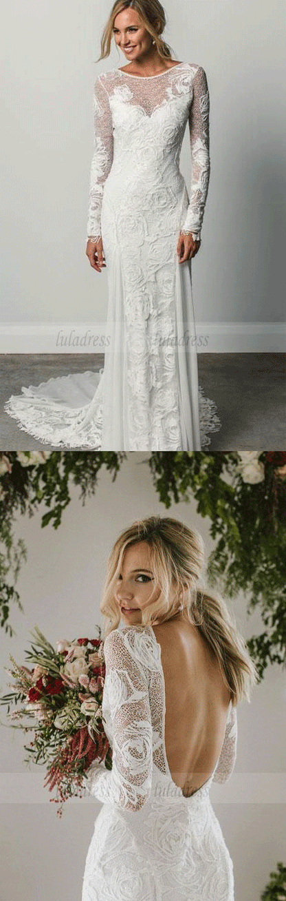 Long Sleeves Wedding Dresses,Lace Wedding Dress