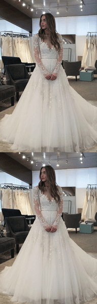 Long Wedding Dress,Tulle Wedding Dress,Long Sleeve Wedding Dresses,Bridal Dresses,BD99615
