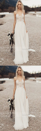 Open Back Wedding Dresses,Boho Bridal Dress,Beach Wedding Dress,Long Wedding Dress