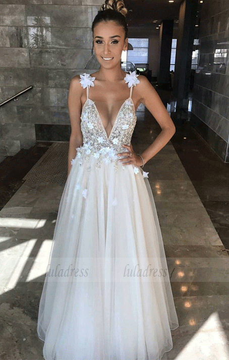 Sexy A-line Wedding Dresses,Flowers Bridal Gowns