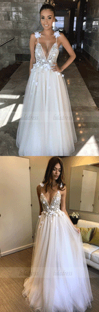 Sexy A-line Wedding Dresses,Flowers Bridal Gowns