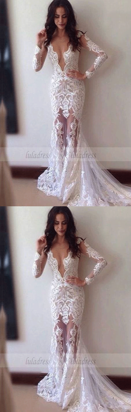 New Mermaid Wedding Dress,Sexy Sheath Lace Wedding Dresses