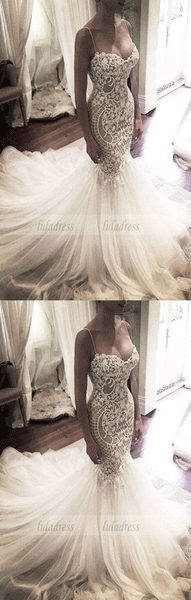 Wedding Gown,Princess Wedding Dresses Mermaid Wedding Dress with Spaghetti Straps,BD99295