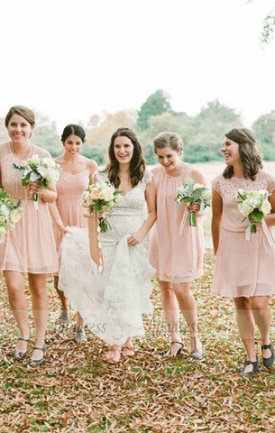 Pink Short Bridesmaid Dresses,Mismatched Bridesmaid Dresses,BW97342