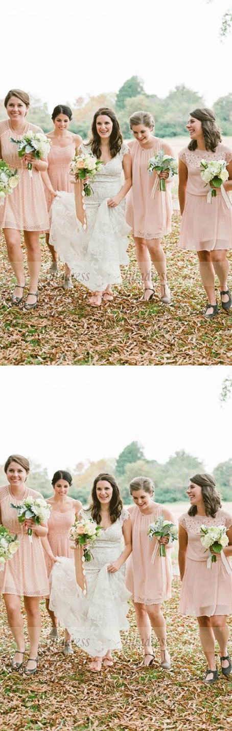 Pink Short Bridesmaid Dresses,Mismatched Bridesmaid Dresses