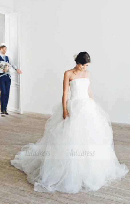 Elegant Strapless Wedding Dress,Bride Dress