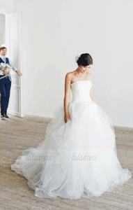 Elegant Strapless Wedding Dress,Bride Dress,BW97334