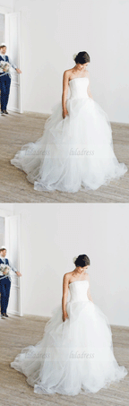 Elegant Strapless Wedding Dress,Bride Dress