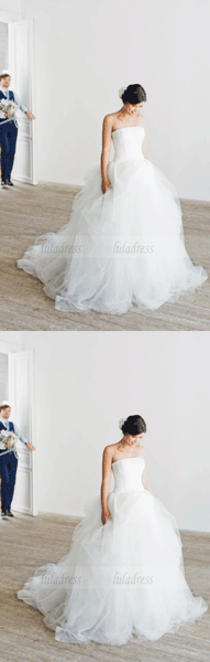 Elegant Strapless Wedding Dress,Bride Dress,BW97334