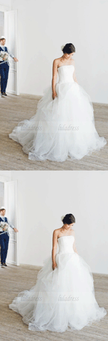 Elegant Strapless Wedding Dress,Bride Dress